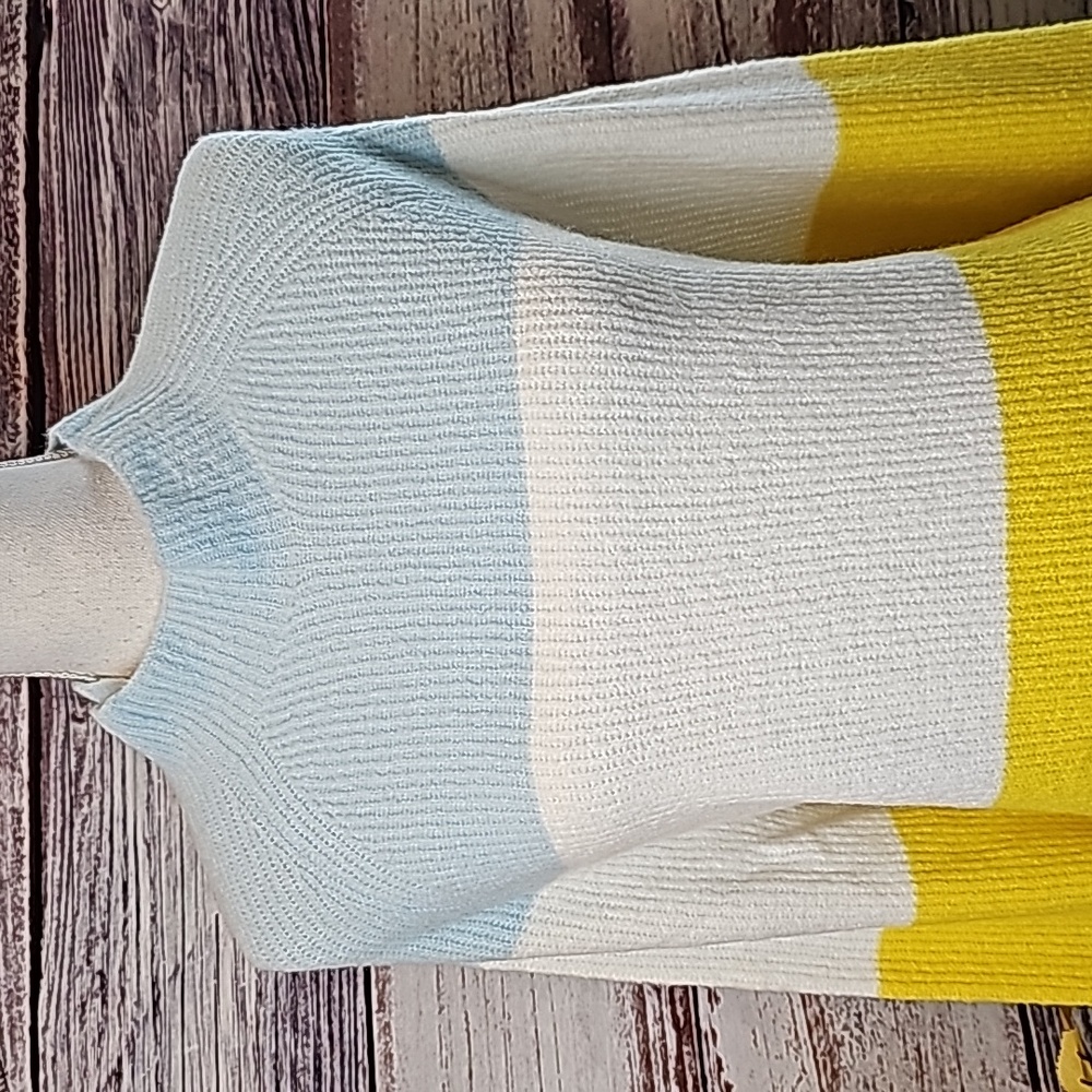 NWT HALOGEN KAYLIEGH BLUE YELLOW PLUS SIZE LONG SLEEVE PULLOVER SWEATER - Picture 2 of 13